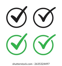 Vector Check Mark In Circle Icon Set