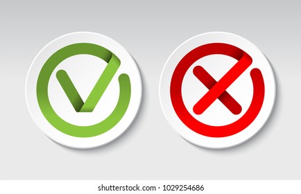 Vector check mark and cross mark buttons