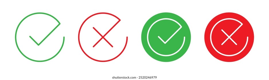 Vector Check Mark And Cross Mark Icon Symbols