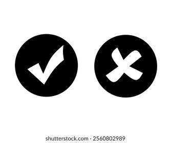 vector check mark and cross mark with trendy design. yes and no icon. right and wrong icon