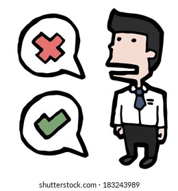 Vector check mark graphic and businessman
