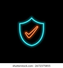 Ícone de marca de verificação de marca de verificação de vetor. neon style.Perfect para web apps e interfaces, infographics, apresentações, marketing, etc.