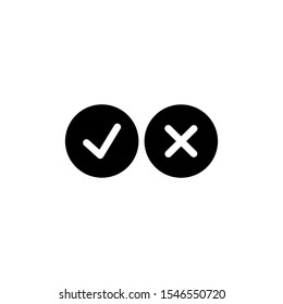 Vector check mark icon. True or false symbol. Yes or no icon