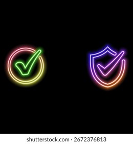 Marca de verificación de Vector Marca de verificación icon.neon estilo. Perfecto para interfaces de App y Web, infografías, presentaciones, marketing, etc