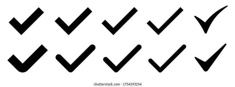 Vector check mark icons isolated in white background. Vector.