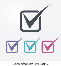 Vector check mark icons. Check list symbols. 4 different colors.