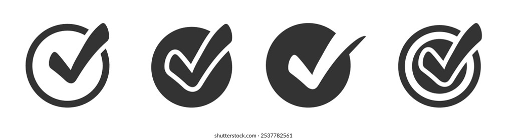 Conjunto de iconos de marca de verificación de Vector. Señales de verificación coloridas. Marque el ícono de Vector. Icono de marca de verificación