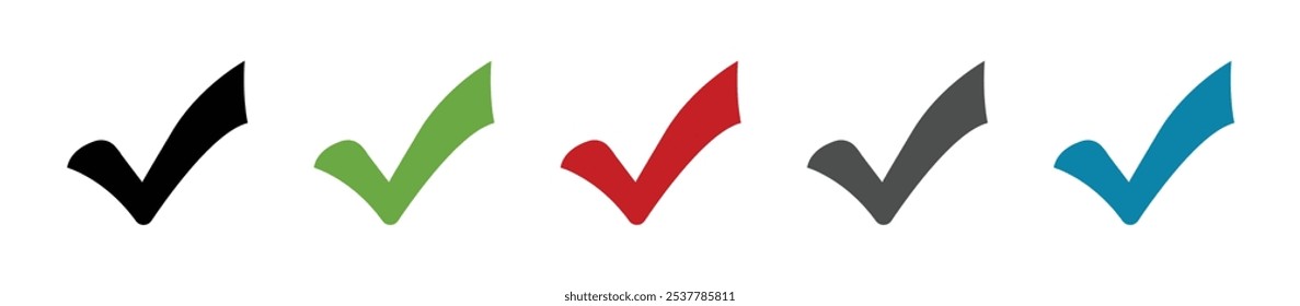 Vector check mark icons set. Colorful checkmark signs. Tick vector icon. Checkmark icon. Check icon