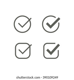 Vector check mark icons. Set Flat icons for web and mobile applications. Flat design