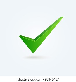 Vector check mark isolated on blue background