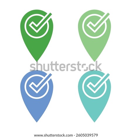 Vector Check Mark Location Pin Icon Set