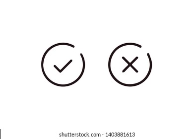 Vector Of Check Mark Tick Right Wrong Yes No Icon Flat Design