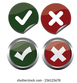 Vector of Check Mark Tick Right Wrong / Yes No / Icon set 1