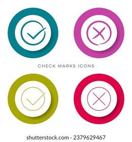 Marcas de verificación de vectores iconos modernos botones web