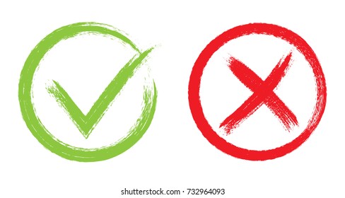 Vector check marks icons.YES or NO accept and decline symbol.