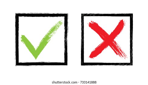 Vector check marks icons.YES or NO accept and decline symbol.
