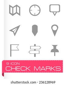 Vector check marks icons set on grey background