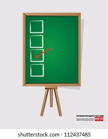 Vector check marks on blackboard background