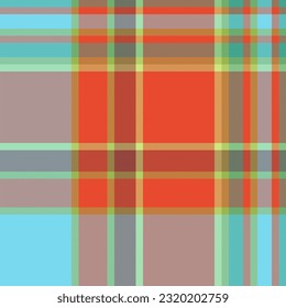 Vector check plaid of tartan textile pattern with a seamless texture background fabric in red and cyan colors.