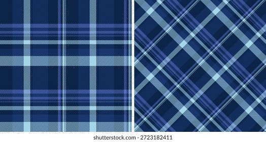 Vector check plaid of textile seamless background with a fabric pattern texture tartan. Set in sea colours for creative uses of ornamental silk tape.