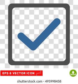 Vector Checkbox EPS vector pictograph. Illustration style is flat iconic bicolor cobalt and gray symbol on a transparent background.