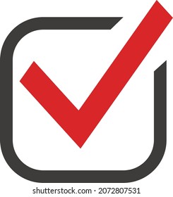 Icono de la casilla de verificación del vector. El color es rojo.