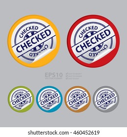 Vector : Checked Infographics Icon on Circle Peeling Sticker 