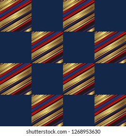 Vector of checkered background with colorful stripes.Seamless pattern