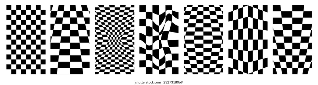 Vector checkered backgrounds for poster, flayer and social media. Y2k aesthetic, 60s, 70s, trendy retro psychedelic style.