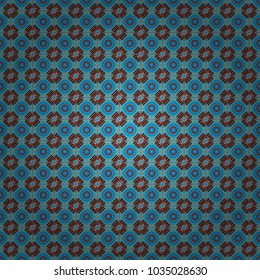 Vector checkered fabric texture print in shades of blue, black and green. Seamless tartan plaid pattern.