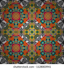 Vector checkered fabric texture print in shades of yellow, gray and blue. Seamless tartan plaid pattern.