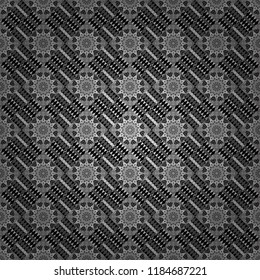 Vector checkered fabric texture print in shades of white, gray and black. Seamless tartan plaid pattern.