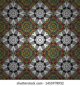 Vector checkered fabric texture print in shades of gray, blue and brown. Seamless tartan plaid pattern.