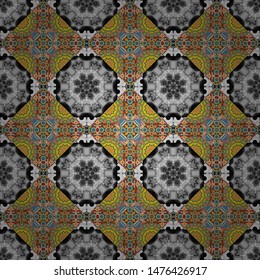 Vector checkered fabric texture print in shades of blue, gray and brown. Seamless tartan plaid pattern.