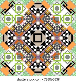 Vector checkered fabric texture print in shades of black, orange and white. Seamless tartan plaid pattern.