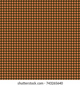 Vector checkered fabric texture print in shades of black, green and orange. Seamless tartan plaid pattern.