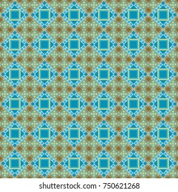 Vector checkered fabric texture print in shades of blue, green and gray. Seamless tartan plaid pattern.