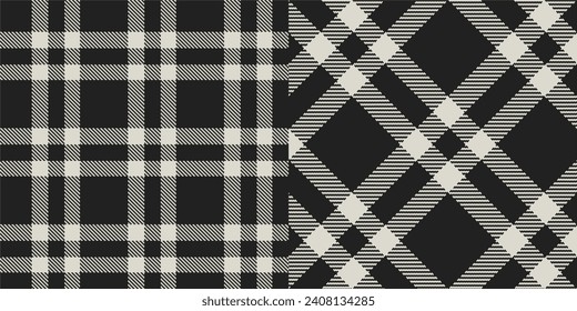 Vector checkered pattern or plaid pattern in black . Tartan, textured seamless twill for flannel shirts, duvet covers, other autumn winter textil