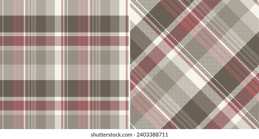 Vector checkered pattern or plaid pattern in pink, brown . Tartan, textured seamless plat for flannel shirts, duvet covers, other autumn winter textil