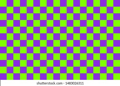 Vector checkered pattern seamless design.Colorful ufo green & proton purple colored checkered seamless pattern design vector illustration. Cube shaped checkered seamless pattern abstract background.