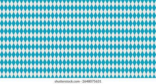 Padrão sem costura quadriculado vetorial. Fundo arlequim azul e bege. Ornamento festival Octoberfest da Alemanha. Simples Oktoberfest textura quadriculada com losango, diamantes, verificar. Design repetido