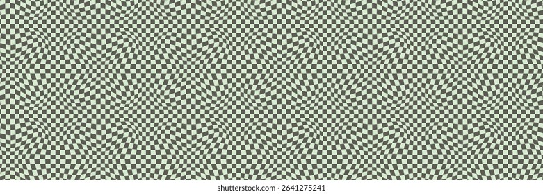 Vector checkered seamless pattern. Retro style  digital paper. Distorted grid surface design illustration. Magic optical illusion repeat backdrop. Simple colorful flat design fabric textile background