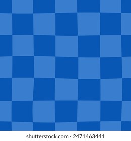 Vector checkered tablecloth blue monochrome seamless pattern. Kawaii background