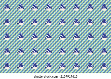 Vector checkered tablecloth with mushrooms illustratio