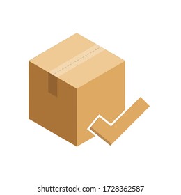 lista de verificación vectorial de cajas de cartón marrón cubiertas