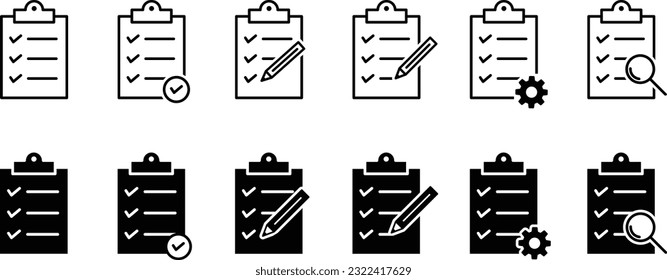 
Vector Checklist Document Icon Set