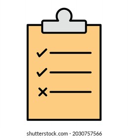 Diseño de iconos de esquema rellenados de lista de verificación de vectores
