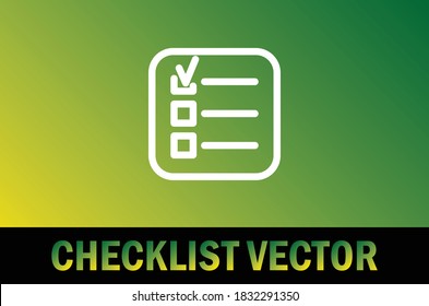 Vector del icono de lista de verificación aislado en el fondo del degradado. Para el diseñador.