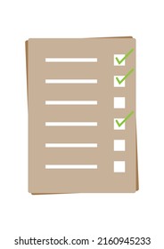 Vector checklist icon on isolate white background, to do list on sheet, choice complete on paper