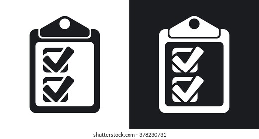 Vector checklist icon. Two-tone version on black and white background